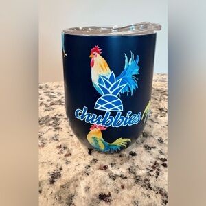 Chubbies Navy Roosters Pineapple  Insulated Tumbler Lid Wine Glass Travel Mug